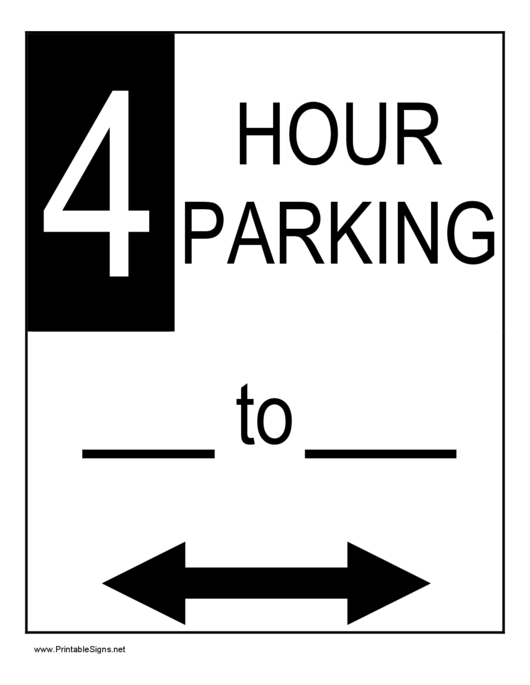 4 Hour Parking Sign Printable pdf