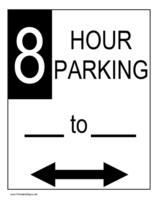 8 Hour Parking Sign Printable pdf