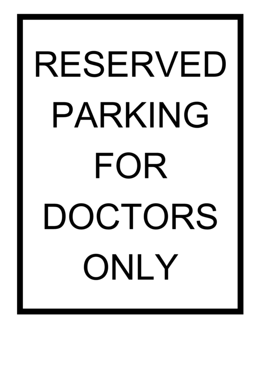 Doctors Parking Sign Printable pdf