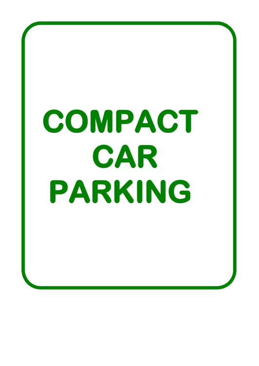 Compact Car Green Parking Sign Printable pdf