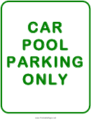 Car Pool Parking Sign Green