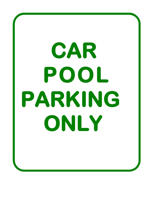 Car Pool Parking Sign Green Printable pdf