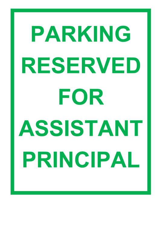 Assistant Principal Parking Sign Printable pdf