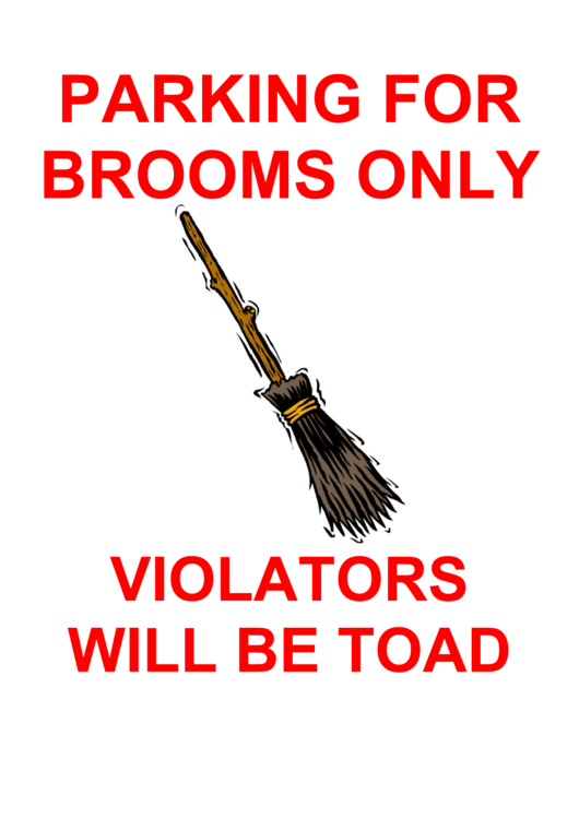 Brooms Parking Sign Printable pdf