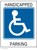 Handicapped Blue Parking Sign