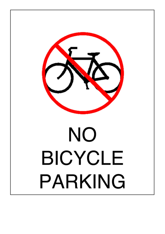 No Bicycle Parking Sign Printable pdf