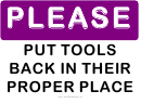 Put Tools Back Sign