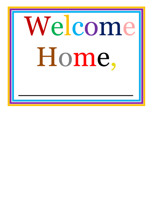 Welcome Home Sign Template Printable pdf