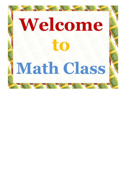 Welcome To Math Class Printable pdf