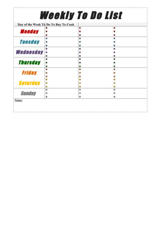 Weekly To Do List Color Printable pdf