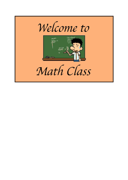 Welcome To Math Class Cartoon Sign Printable pdf