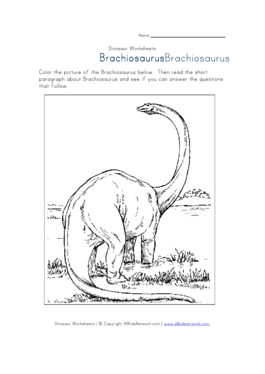 Brachiosaurus - Dinosaur Worksheet Printable pdf