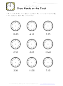 Draw Hands On The Clock Telling Time Worksheet