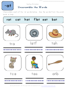 Unscramble The -at Words Spelling Worksheet