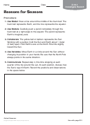 Reasons For Seasons Geography Worksheet Printable pdf