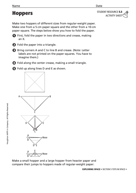 Activity Sheet - Hoppers Printable pdf