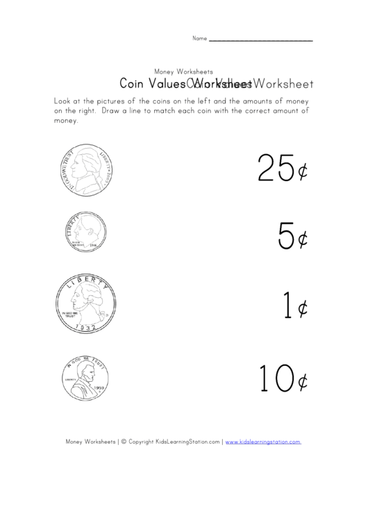 Coin Values Worksheet