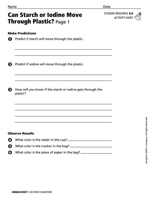 Activity Sheet - Can Starch Or Iodine Move Through Plastic Printable pdf