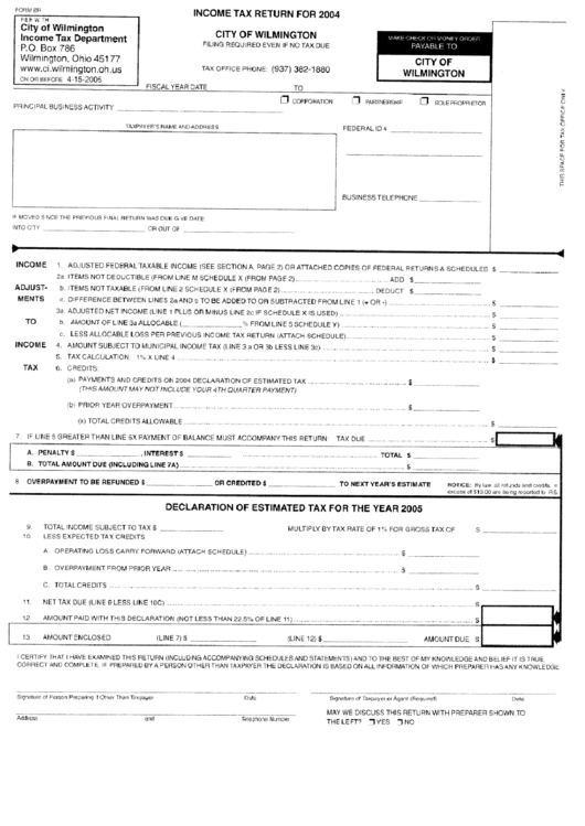 Form Br - Income Tax Return - 2004 Printable pdf