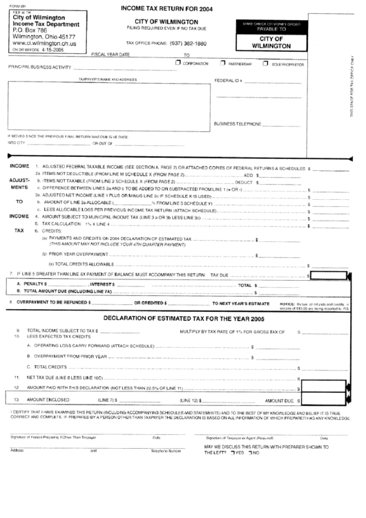 Form Br - Income Tax Return - 2004 printable pdf download