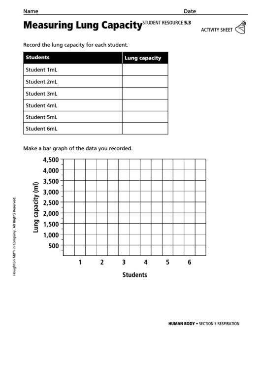 Activity Sheet - Measuring Lung Capacity Printable pdf