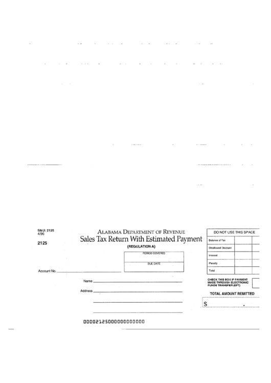 Sales Tax Return With Estimated Payment - Alabama Department Of Revenue Printable pdf