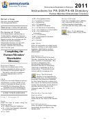 Instructions For Form Pa-20s/pa-65 Directory - Partner/member/shareholder Directory - 2011