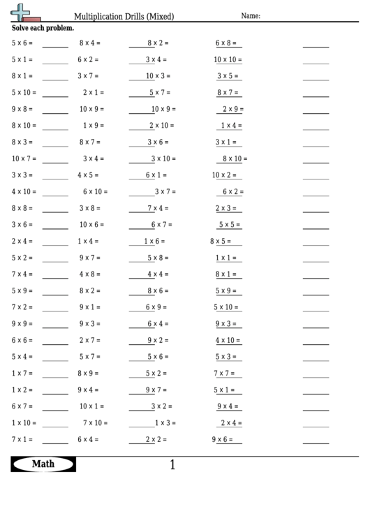 Multiplication Drills Mixed Multiplication Worksheet With Answers Printable Pdf Download