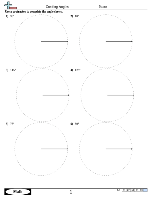 Creating Angles - Angle Worksheet With Answers Printable pdf