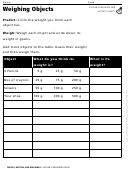 Weighing Objects Physics Worksheet