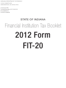 Form Fit-20 - Financial Institution Tax Booklet - 2012
