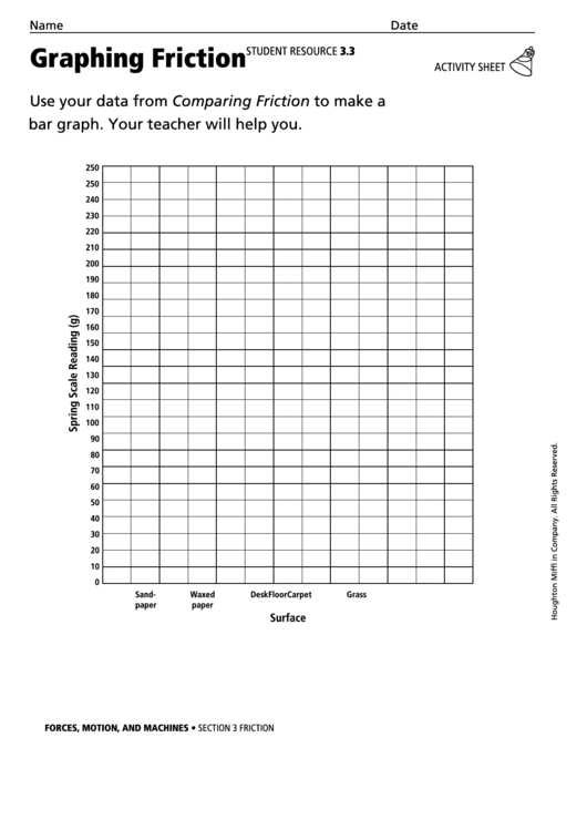 Graphing Friction Physics Worksheet Printable pdf