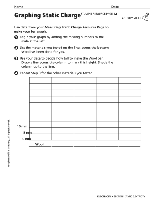 Graphing Static Charge Physics Worksheet Printable pdf