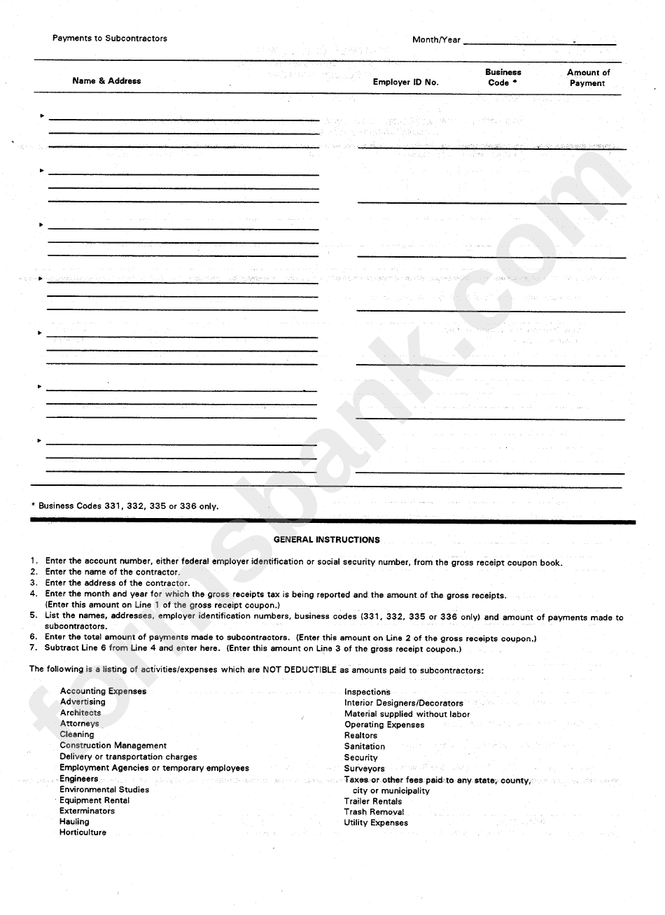 Payments To Subcontractors