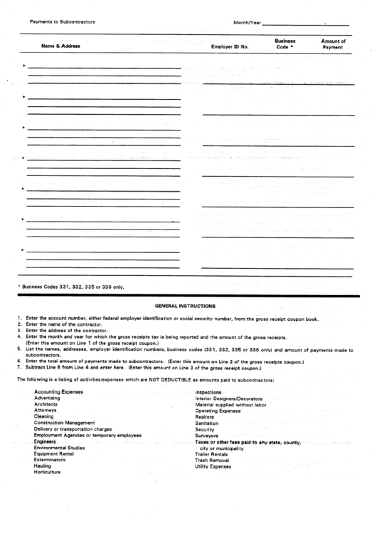 Payments To Subcontractors Printable pdf