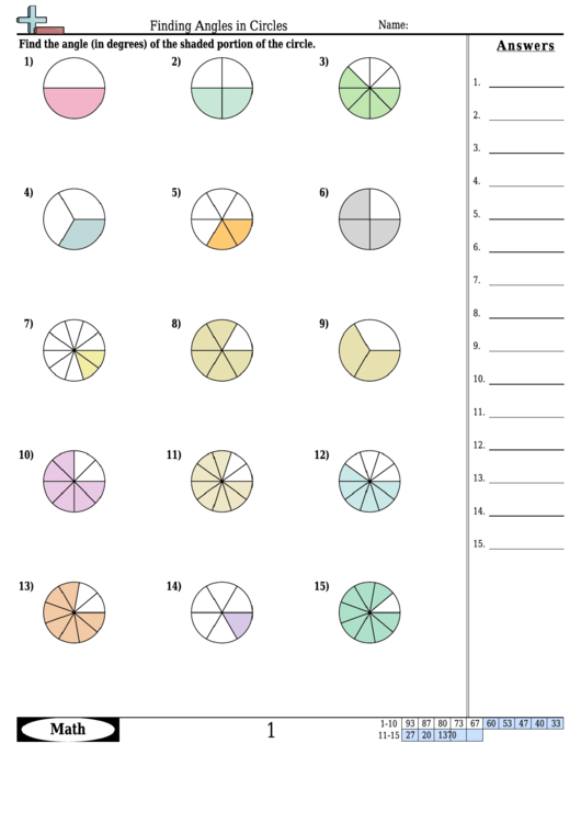 Finding Angles In Circles - Angle Worksheet With Answers