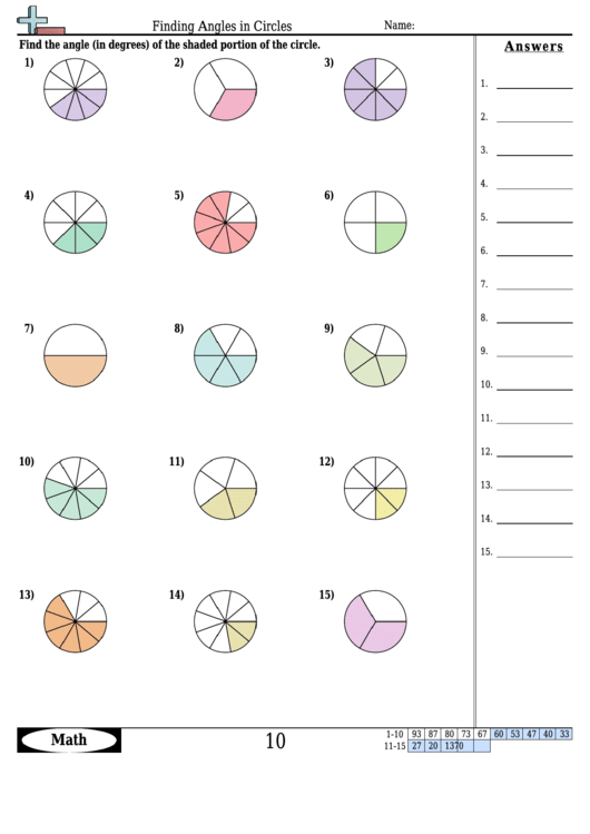 Finding Angles In Circles - Angle Worksheet With Answers