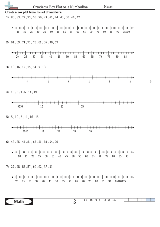 Creating A Box Plot On A Numberline Math Worksheet With Answers Printable Pdf Download