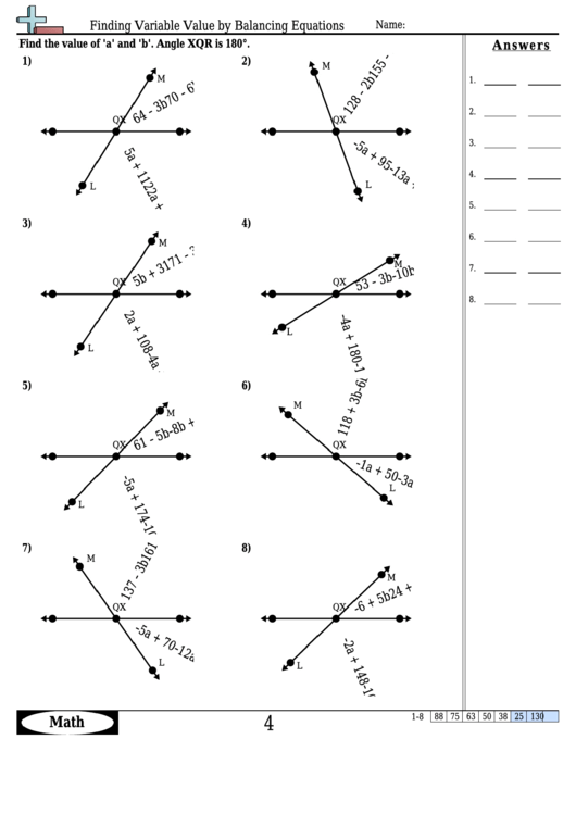 Finding Variable Value By Balancing Equations - Equation Worksheet With ...