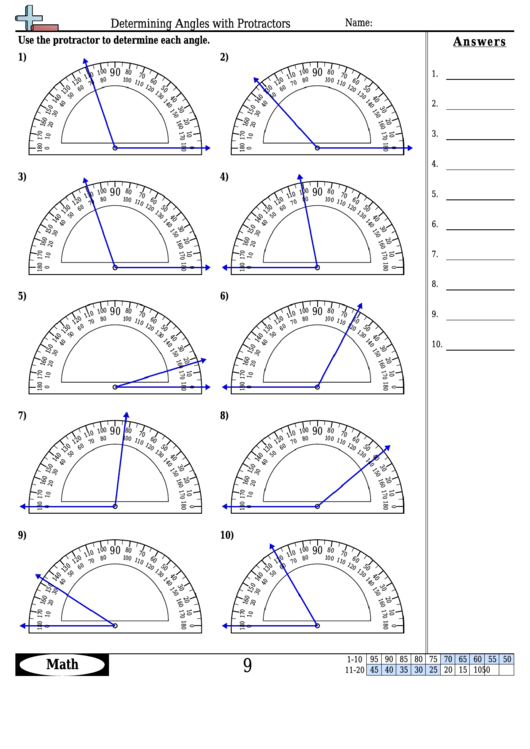 measure angles with protractor already on worksheet