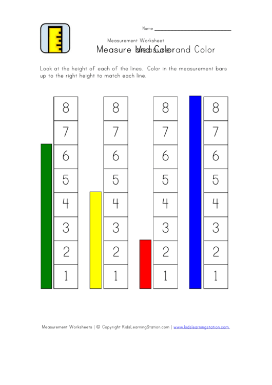 Measure And Color Worksheet Printable pdf