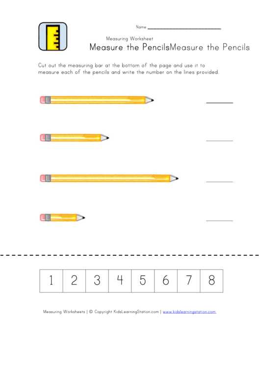Measure The Pencils Worksheet Printable pdf