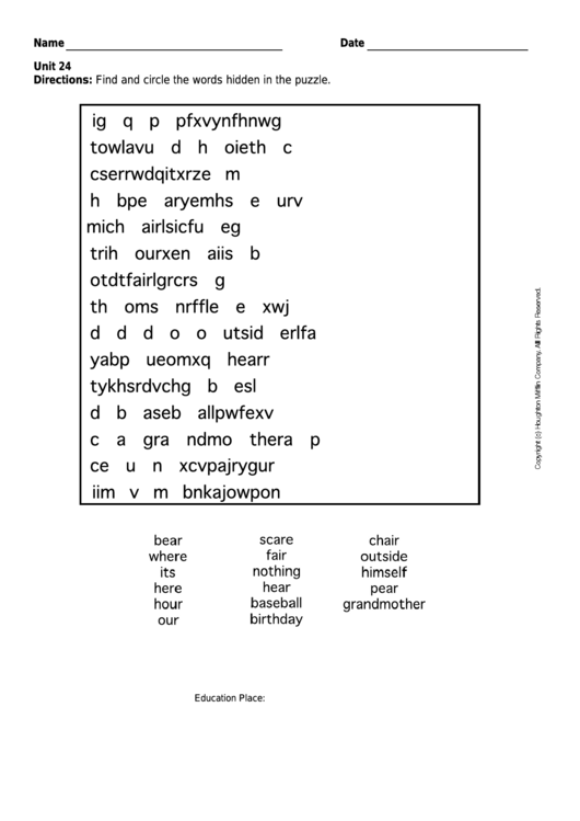 Word Search Crossword Template Printable pdf