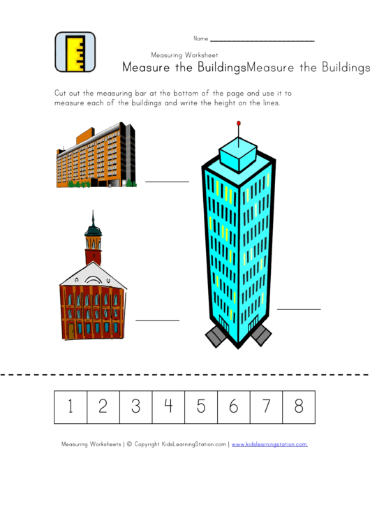 Measure The Buildings Worksheet Printable pdf