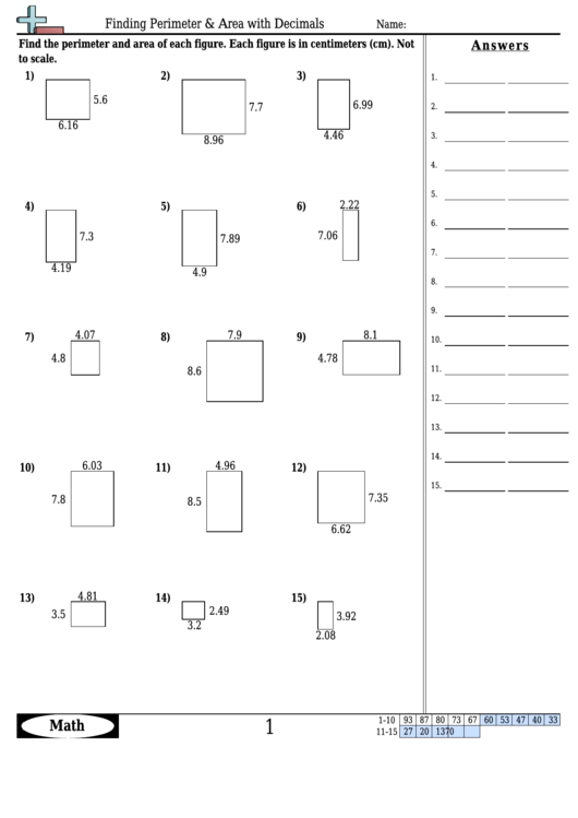 area and perimeter worksheets with answers
