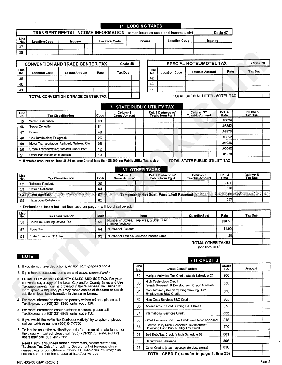 Form Rev 402406 - Combined Excise Tax Return