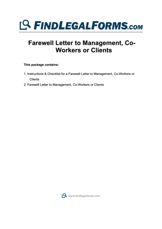 Farewell Letter To Management, Coworkers Or Clients