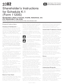 Instructions For Schedule K-1 (form 1120s) - Shareholder's Share Of Income, Credits, Deductions, Etc - 2002