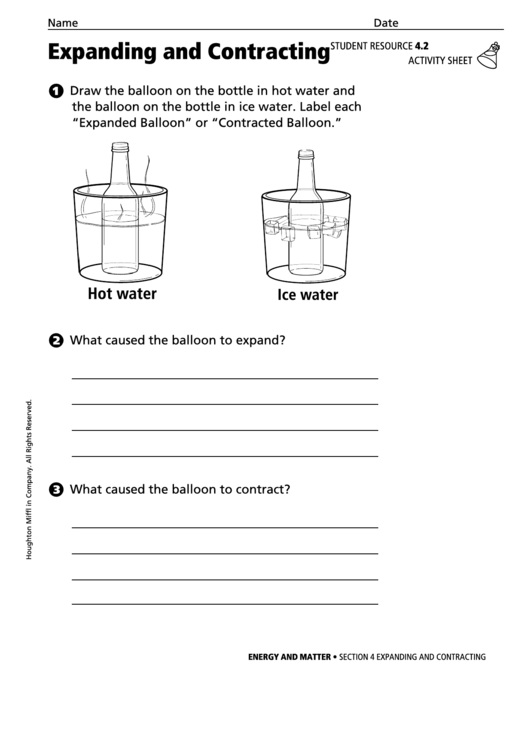 Expanding And Contracting Physics Worksheet Printable pdf