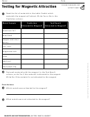 Testing For Magnetic Attraction Physics Worksheet